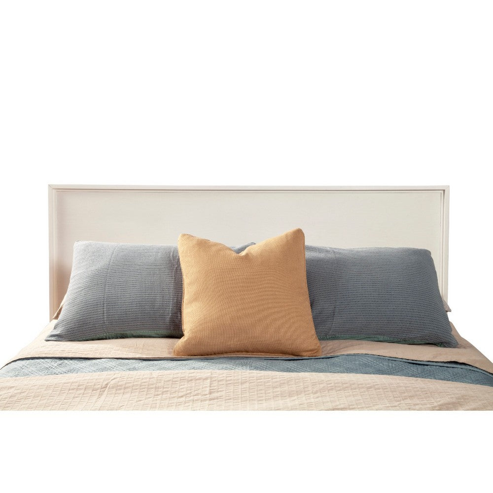 California King Platform Bed with Sleigh Panel Headboard, Off White