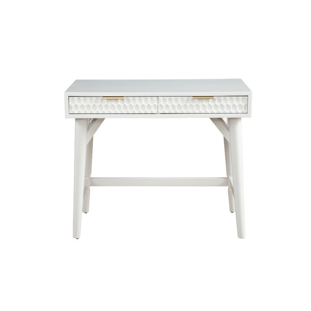 Writing Desk with 2 Drawers and Wooden Frame, White