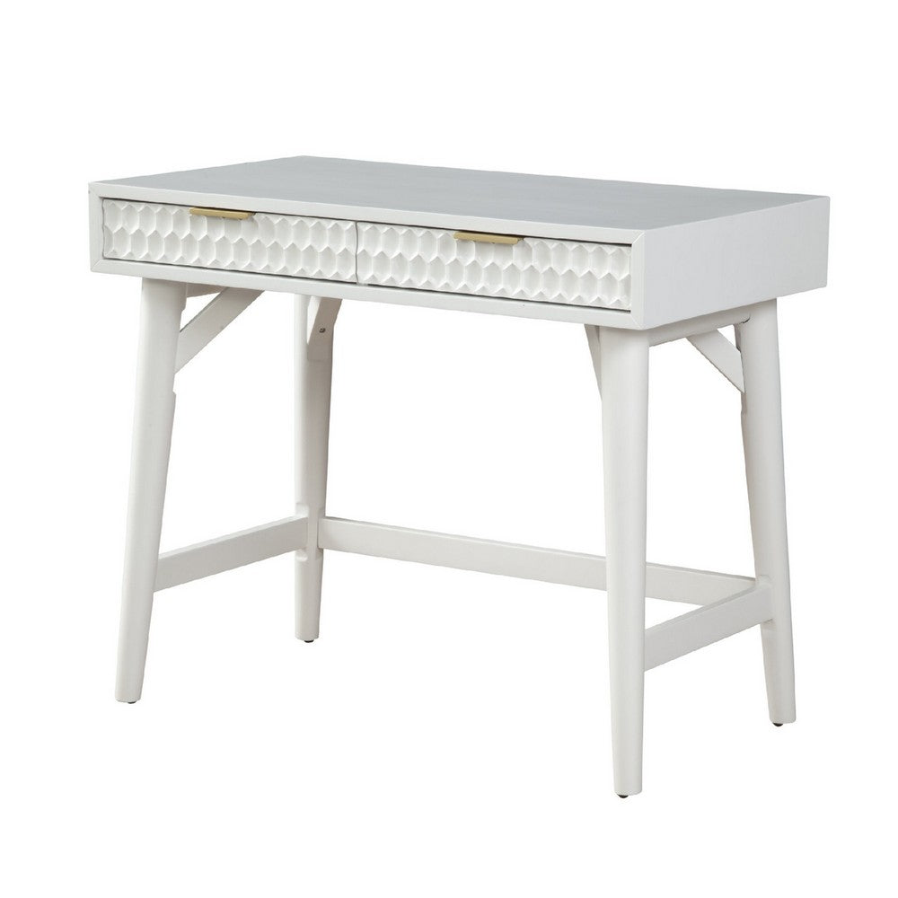 Writing Desk with 2 Drawers and Wooden Frame, White