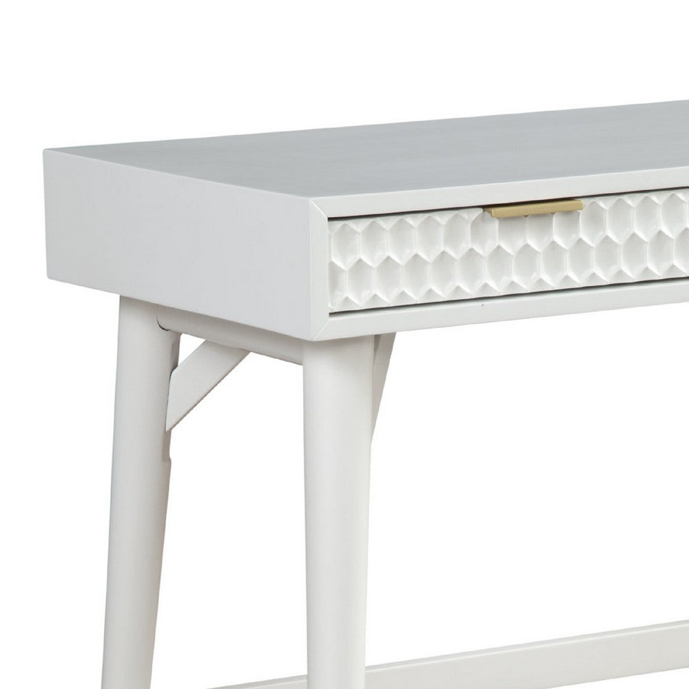 Writing Desk with 2 Drawers and Wooden Frame, White