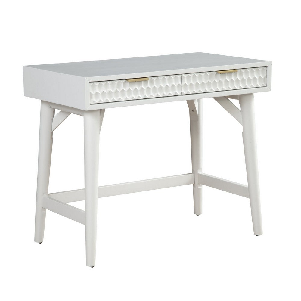 Writing Desk with 2 Drawers and Wooden Frame, White