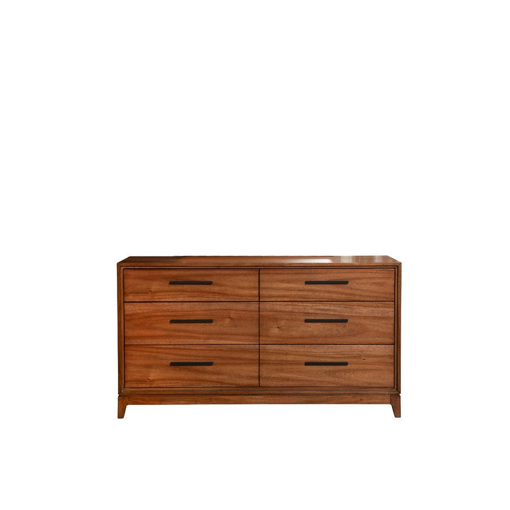 Dresser with 6 Drawers and Wooden Frame Brown By Casagear Home BM269322