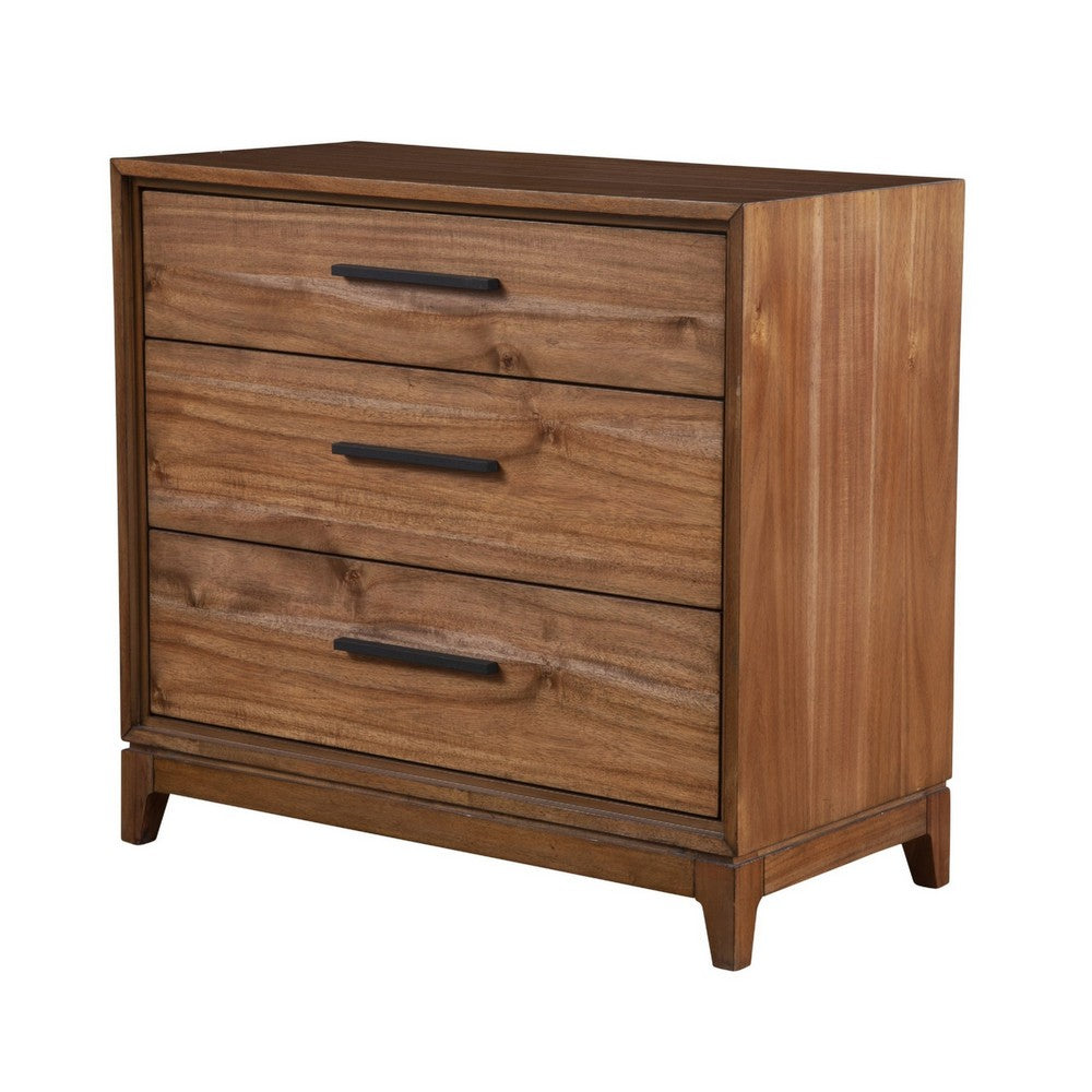 Chest with 3 Drawers and Wooden Frame, Brown