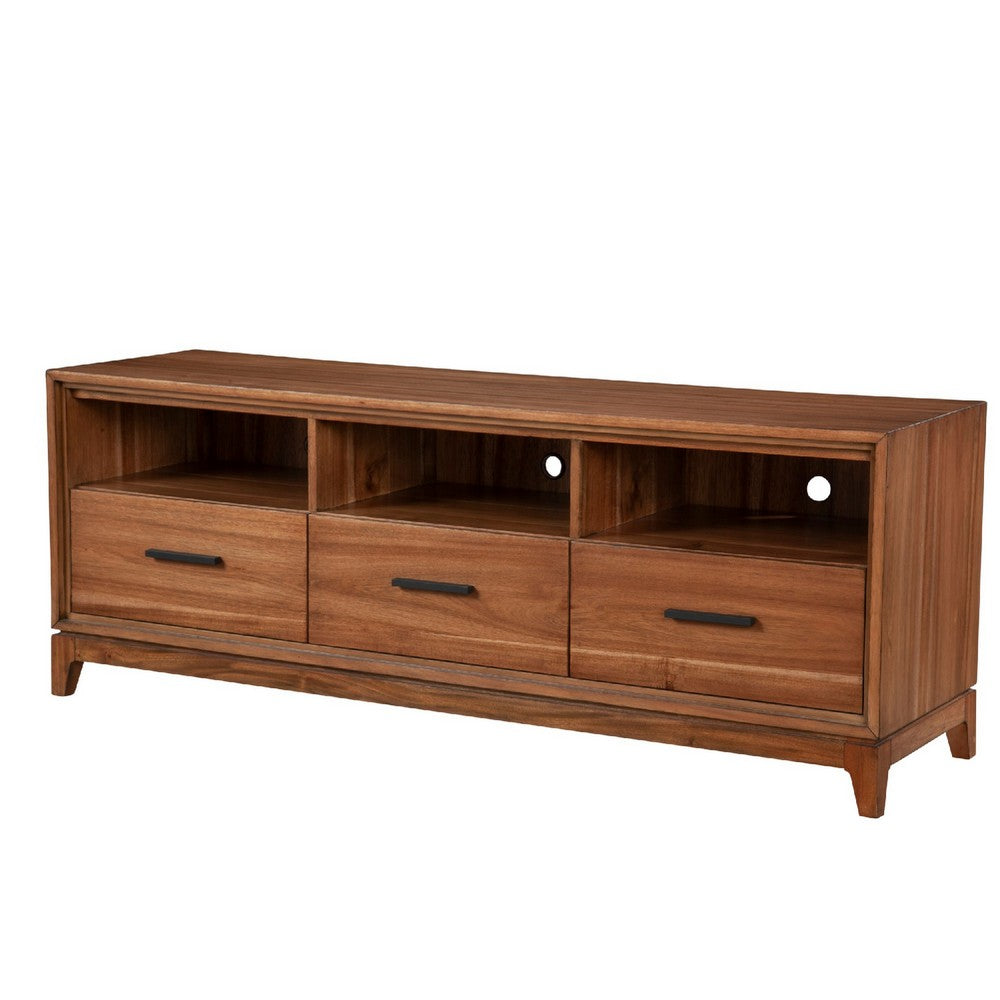 TV Console with 3 Drawers and 3 Compartments, Brown