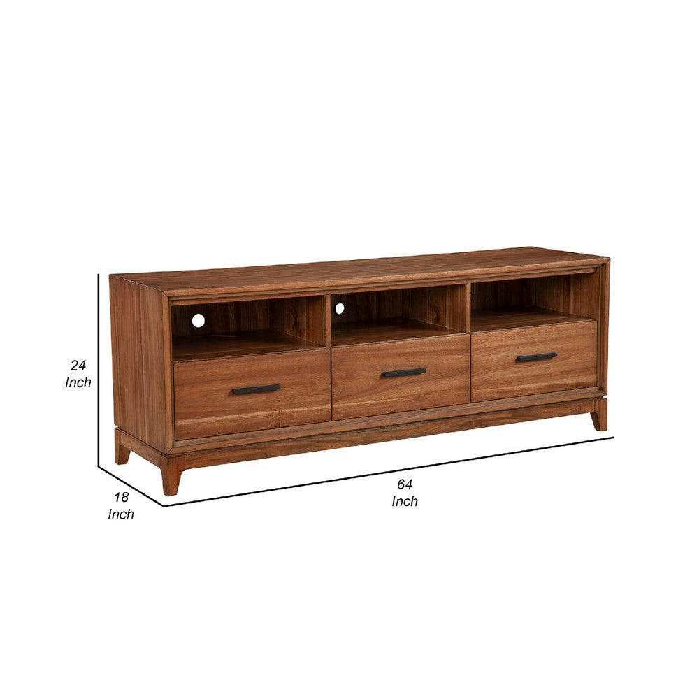 TV Console with 3 Drawers and 3 Compartments, Brown