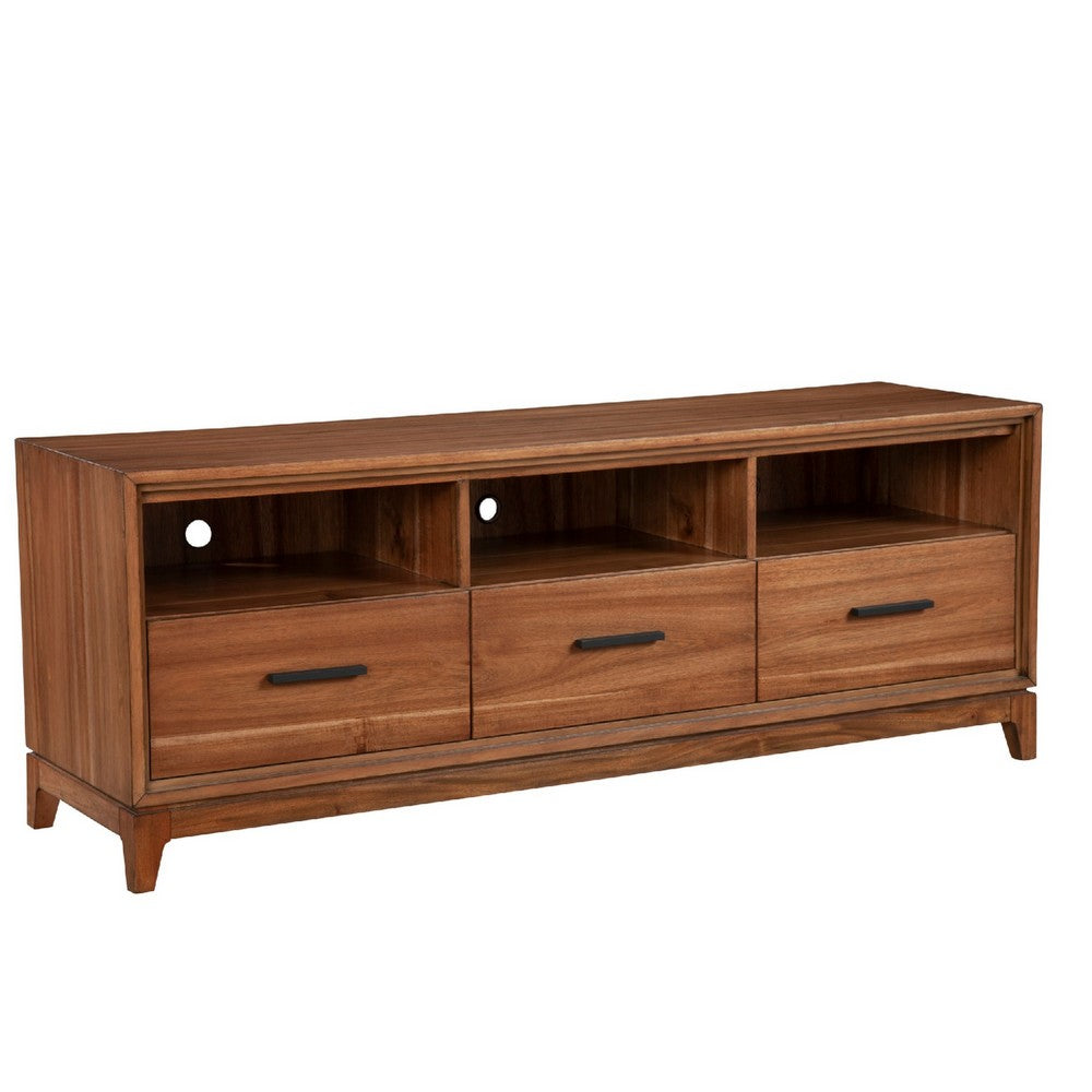 TV Console with 3 Drawers and 3 Compartments, Brown