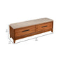 Bench with Fabric Padded Seat and 2 Drawers Brown By Casagear Home BM269326