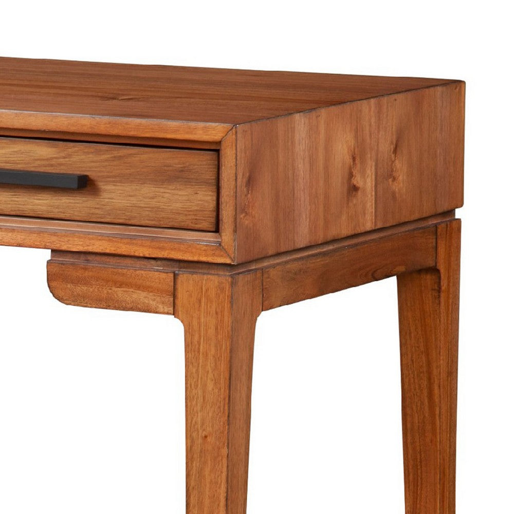 Writing Desk with 2 Drawers and Wooden Frame, Brown