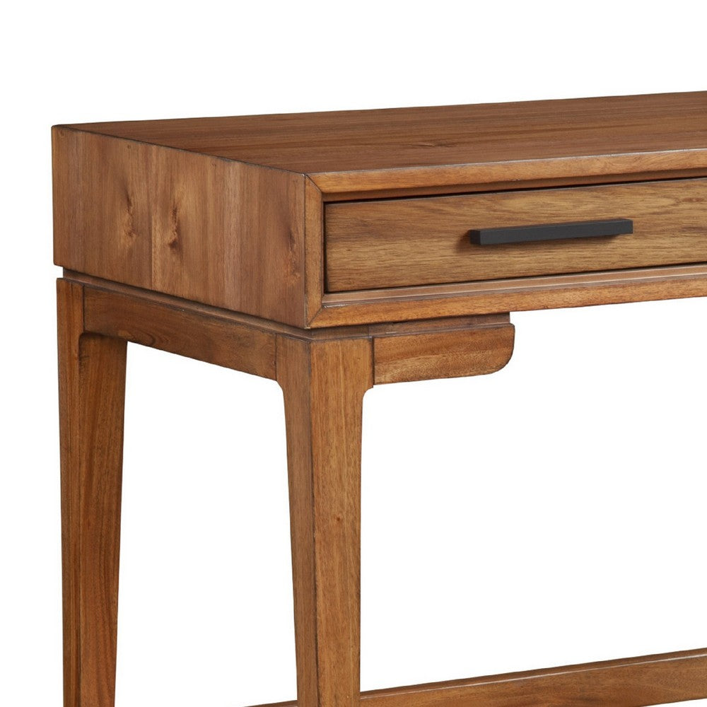 Writing Desk with 2 Drawers and Wooden Frame, Brown
