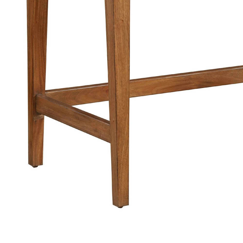 Writing Desk with 2 Drawers and Wooden Frame, Brown