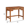 Writing Desk with 2 Drawers and Wooden Frame, Brown