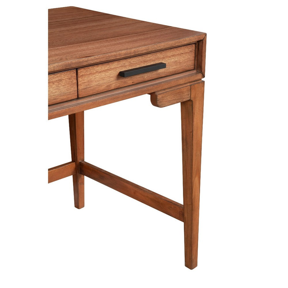 Writing Desk with 3 Drawers and Wooden Frame, Brown