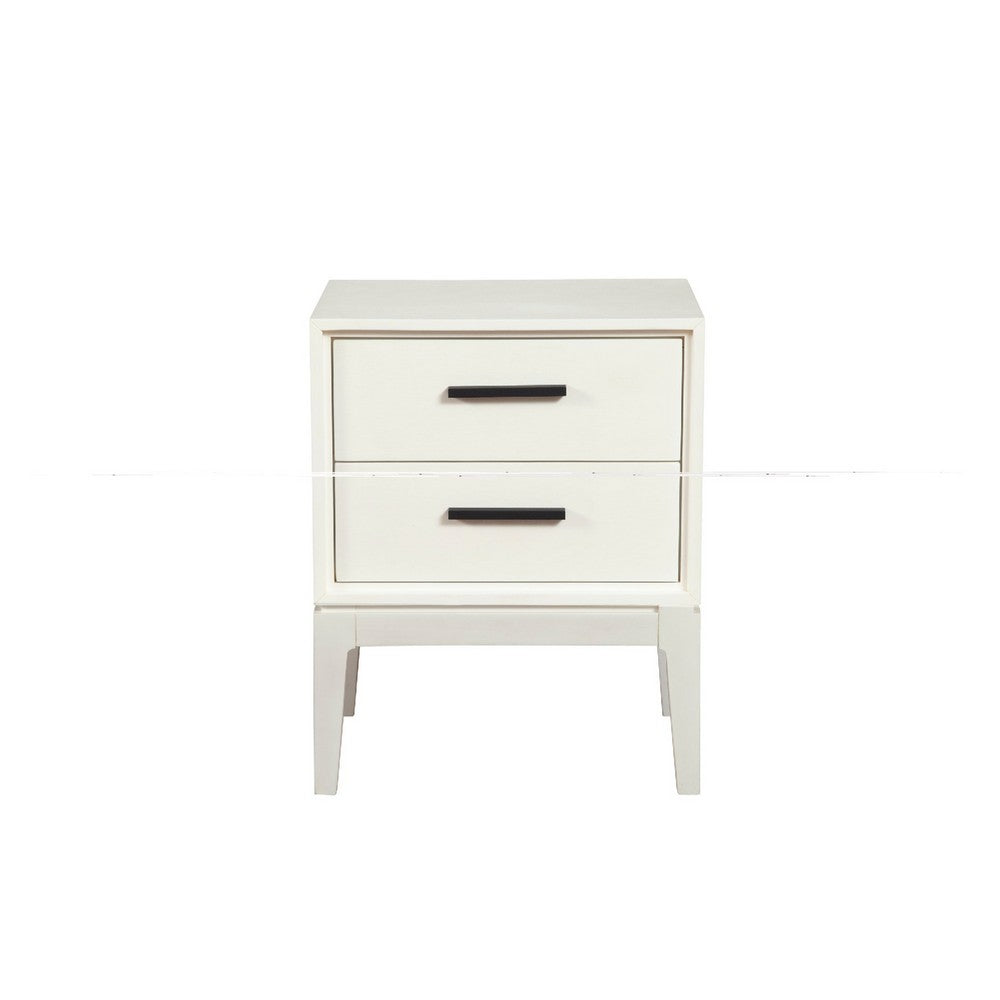 Nightstand with 2 Drawers and Wooden Frame, Off White