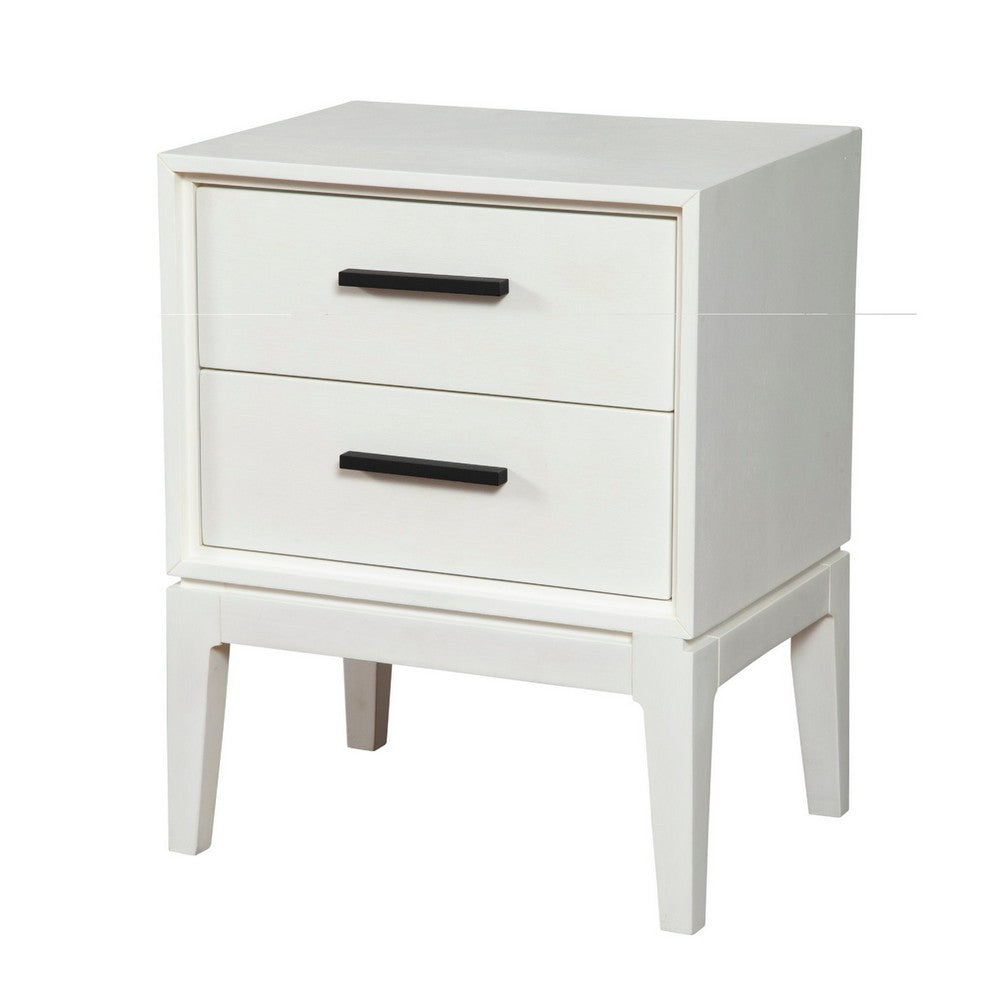 Nightstand with 2 Drawers and Wooden Frame, Off White