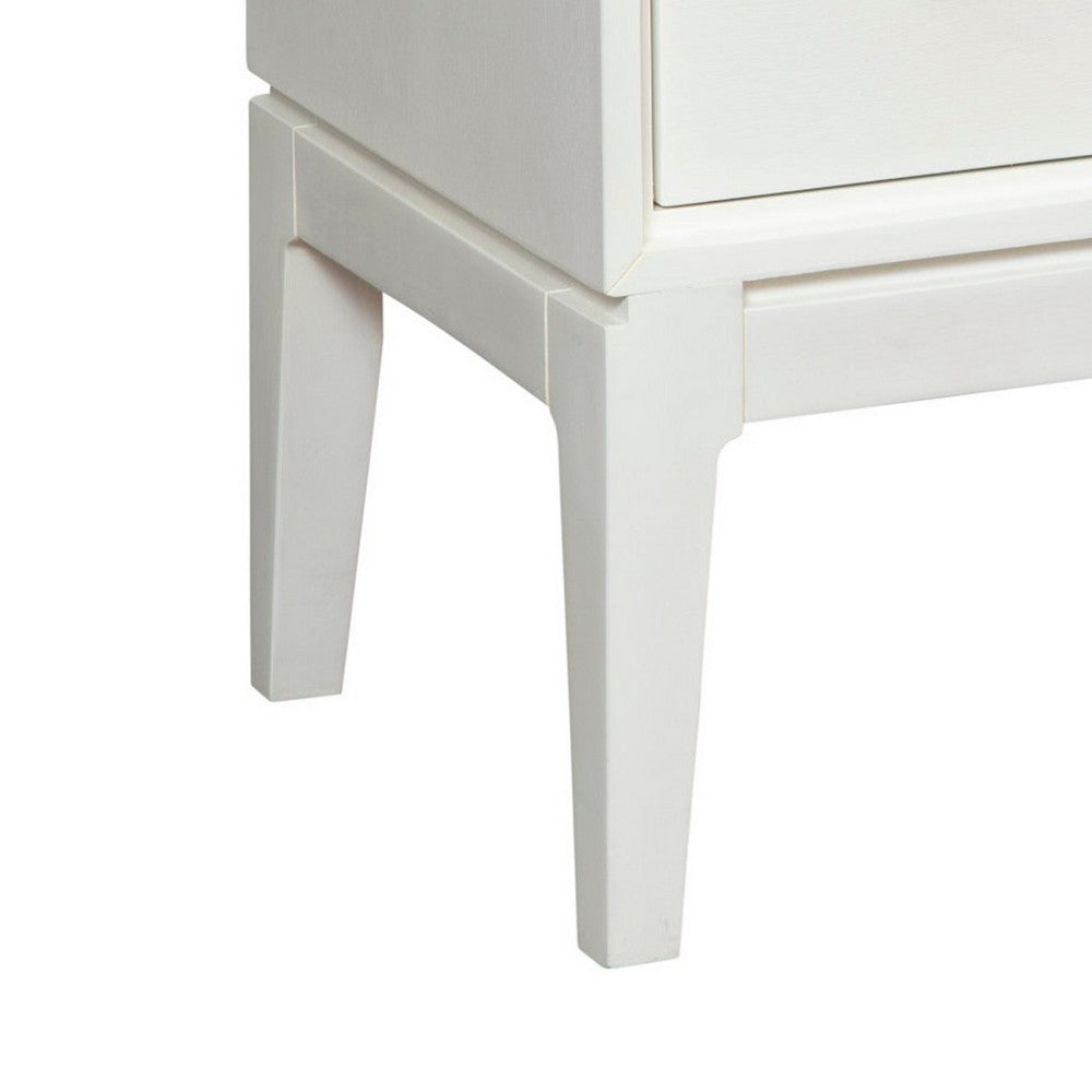 Nightstand with 2 Drawers and Wooden Frame, Off White