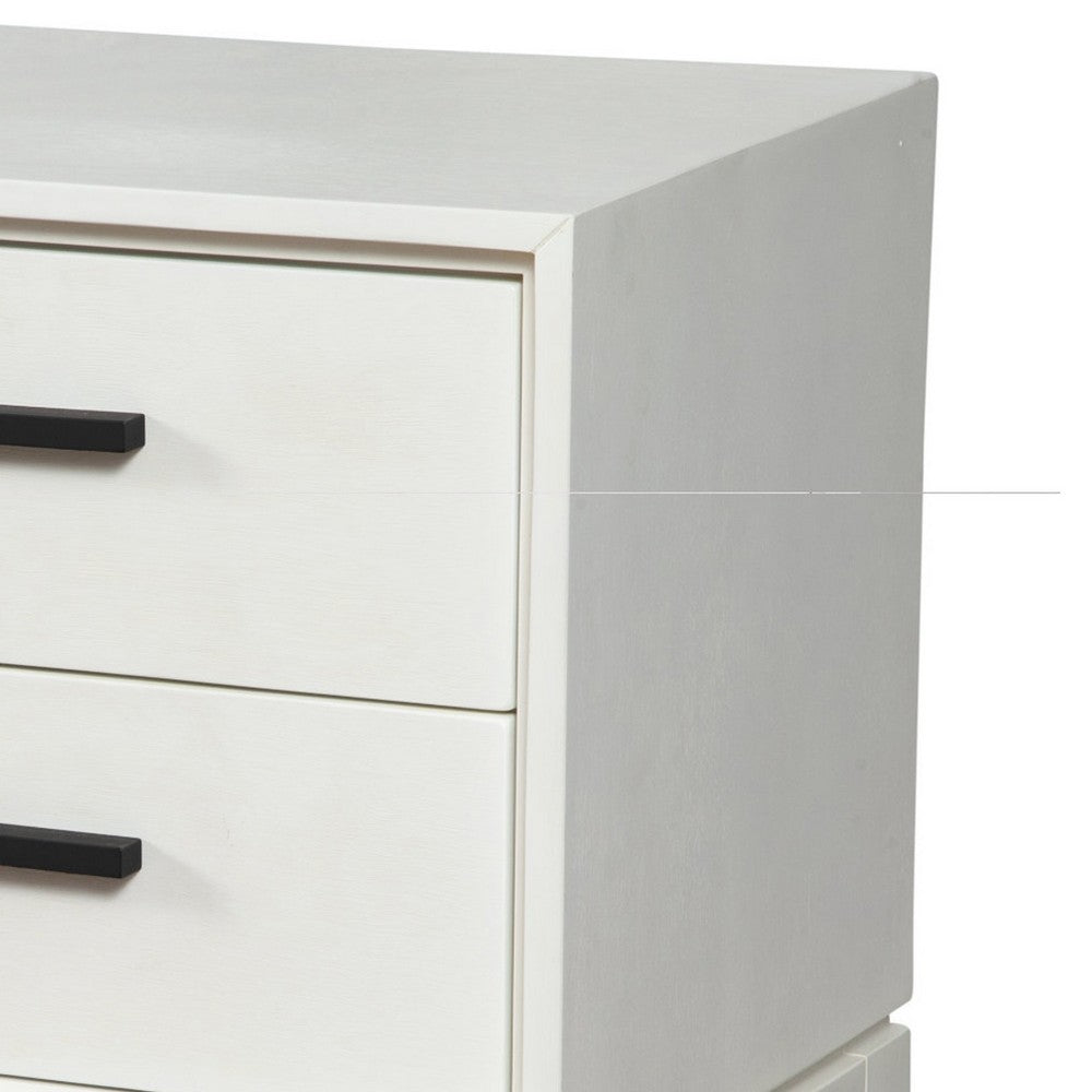Nightstand with 2 Drawers and Wooden Frame, Off White