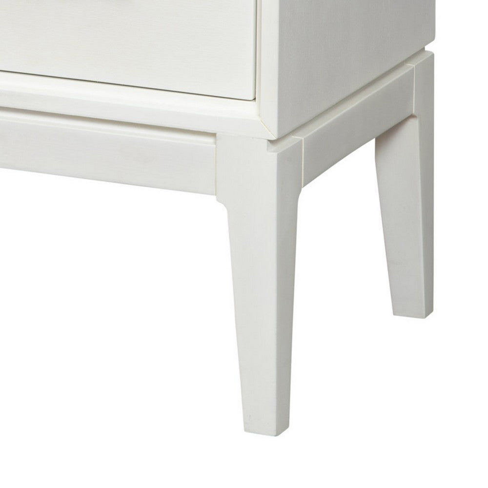 Nightstand with 2 Drawers and Wooden Frame, Off White