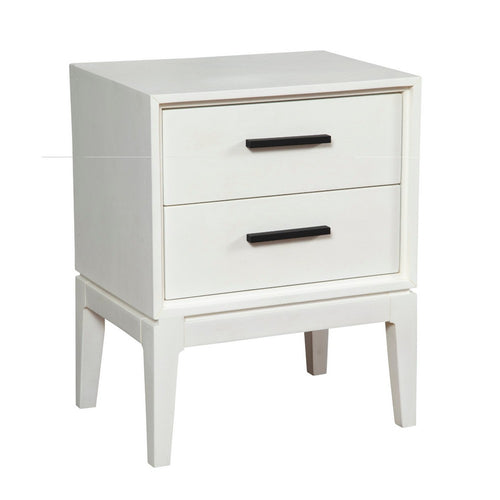 Nightstand with 2 Drawers and Wooden Frame, Off White