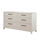 Dresser with 6 Drawers and Wooden Frame, Off White