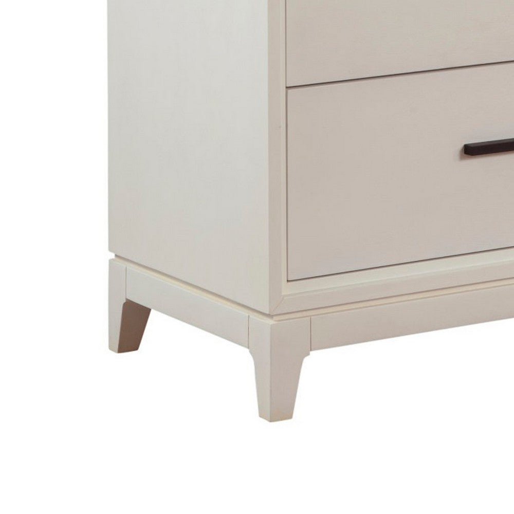 Dresser with 6 Drawers and Wooden Frame, Off White