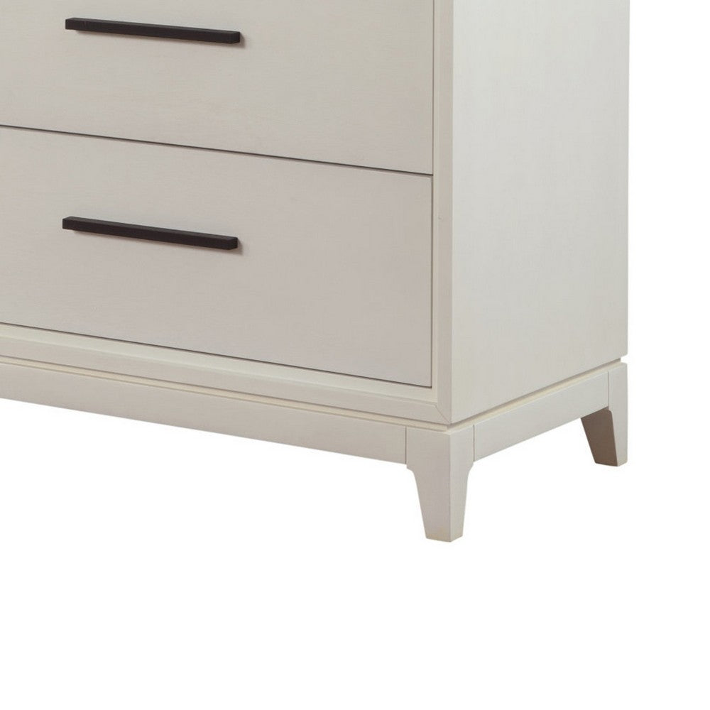 Dresser with 6 Drawers and Wooden Frame, Off White