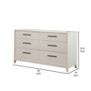 Dresser with 6 Drawers and Wooden Frame, Off White