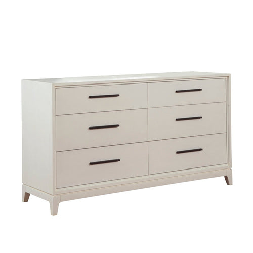 Dresser with 6 Drawers and Wooden Frame, Off White