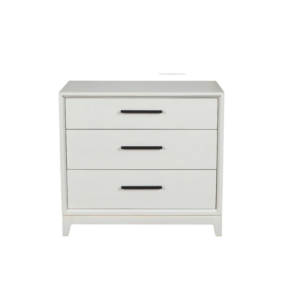 Chest with 3 Drawers and Wooden Frame, Off White