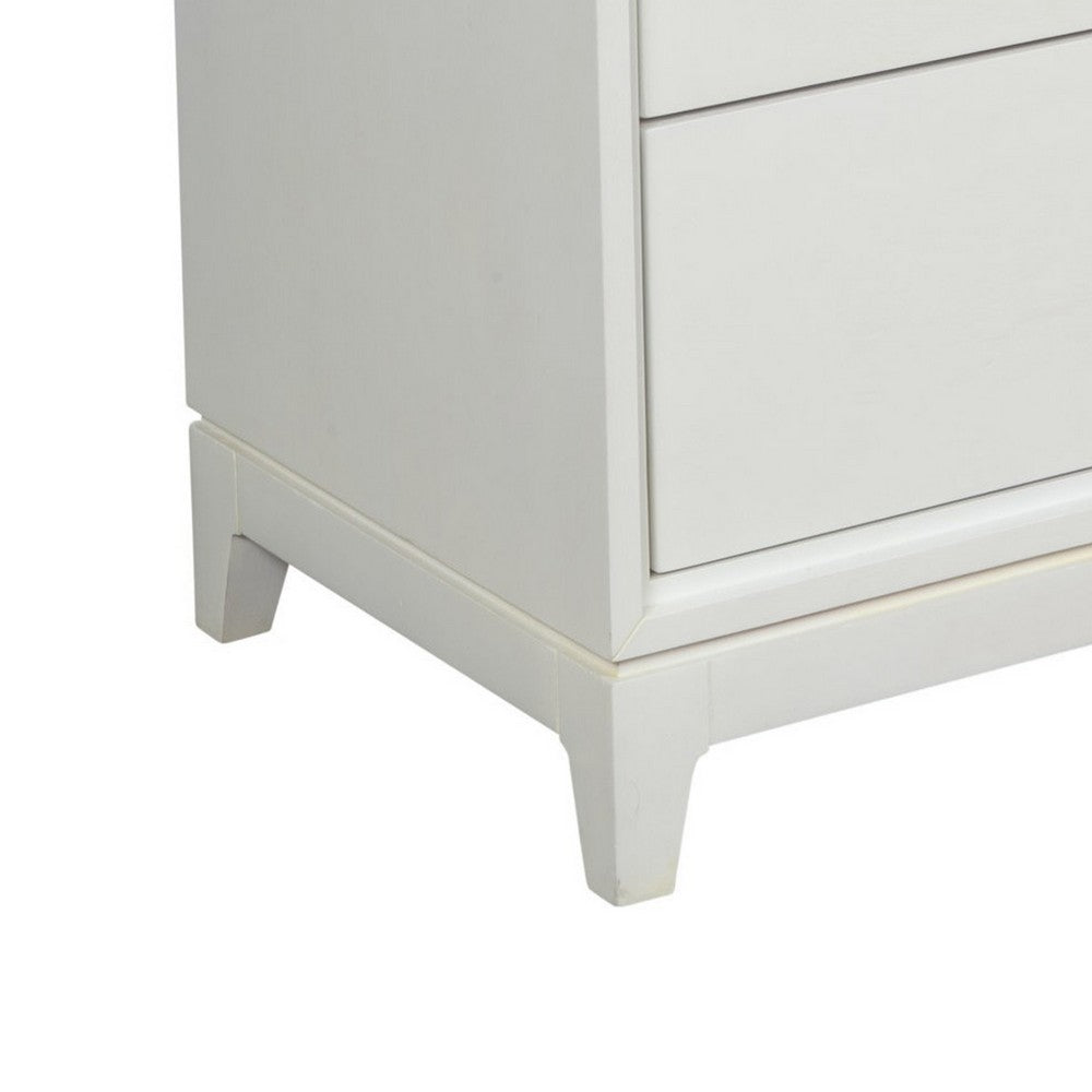 Chest with 3 Drawers and Wooden Frame, Off White