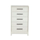 Chest with 5 Drawers and Wooden Frame, Off White