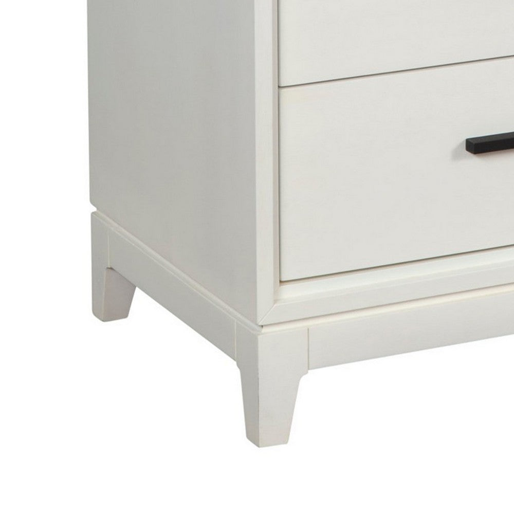 Chest with 5 Drawers and Wooden Frame, Off White