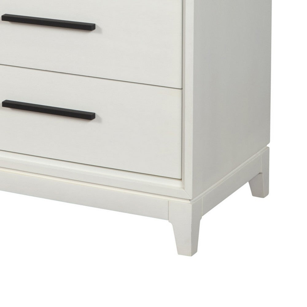Chest with 5 Drawers and Wooden Frame, Off White