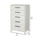 Chest with 5 Drawers and Wooden Frame, Off White