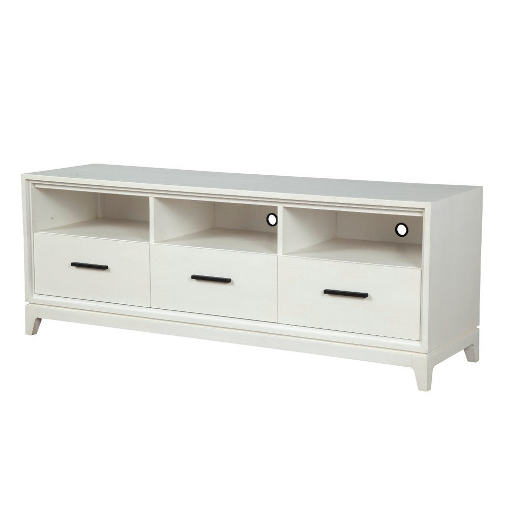 TV Console with 3 Drawers and 3 Compartments, Off White