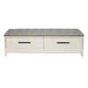 Bench with Fabric Padded Seat and 2 Drawers, Off White