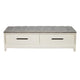 Bench with Fabric Padded Seat and 2 Drawers, Off White