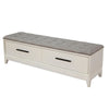 Bench with Fabric Padded Seat and 2 Drawers, Off White