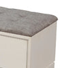 Bench with Fabric Padded Seat and 2 Drawers, Off White