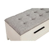 Bench with Fabric Padded Seat and 2 Drawers, Off White