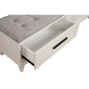 Bench with Fabric Padded Seat and 2 Drawers, Off White