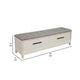 Bench with Fabric Padded Seat and 2 Drawers, Off White