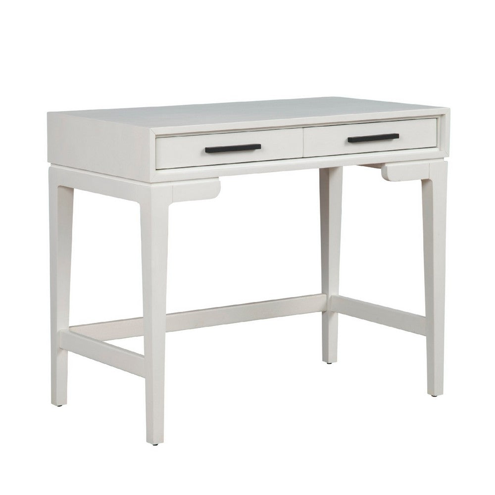 Writing Desk with 2 Drawers and Wooden Frame, Off White