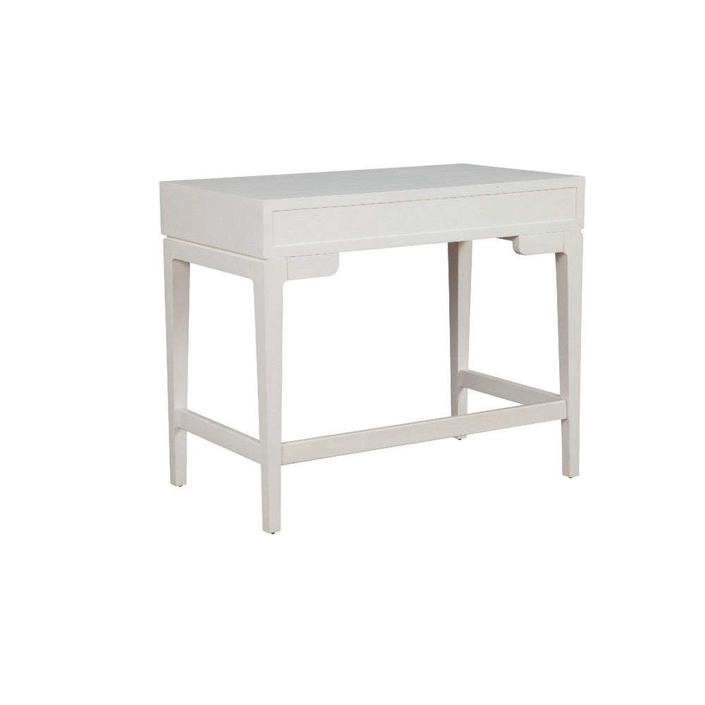 Writing Desk with 2 Drawers and Wooden Frame, Off White