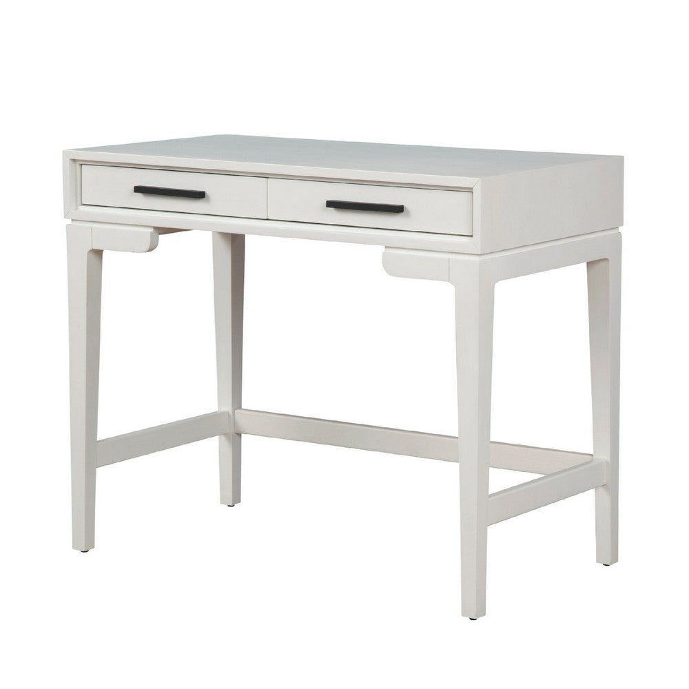 Writing Desk with 2 Drawers and Wooden Frame, Off White