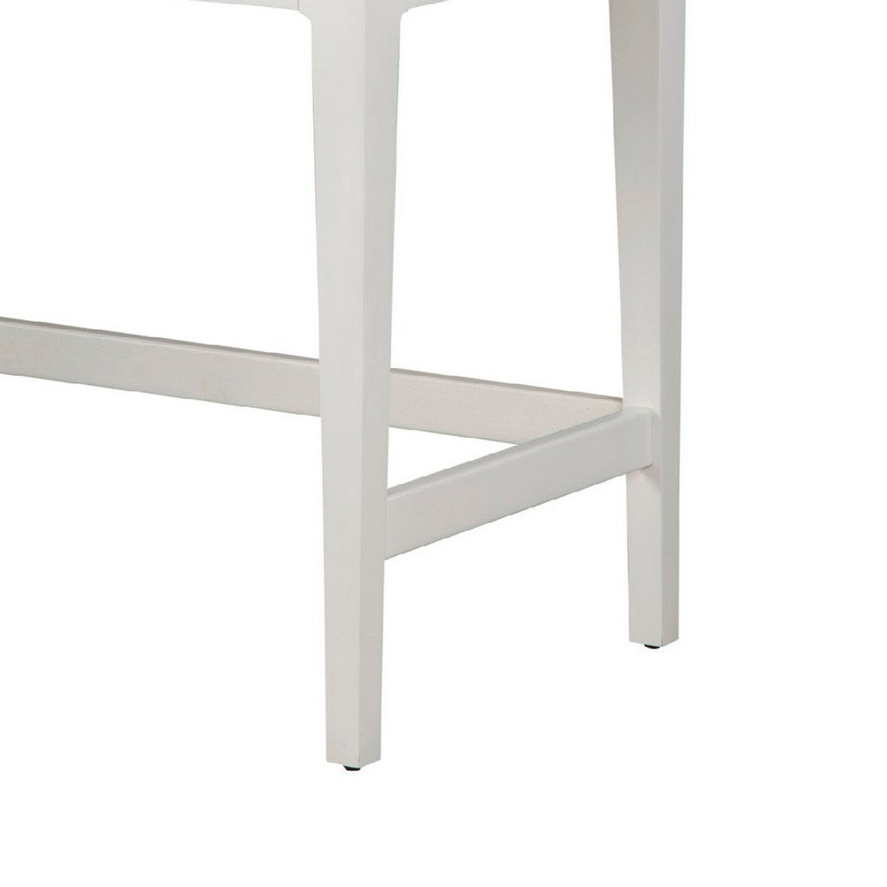 Writing Desk with 2 Drawers and Wooden Frame, Off White