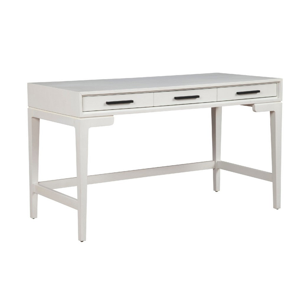 Writing Desk with 3 Drawers and Wooden Frame, Off White