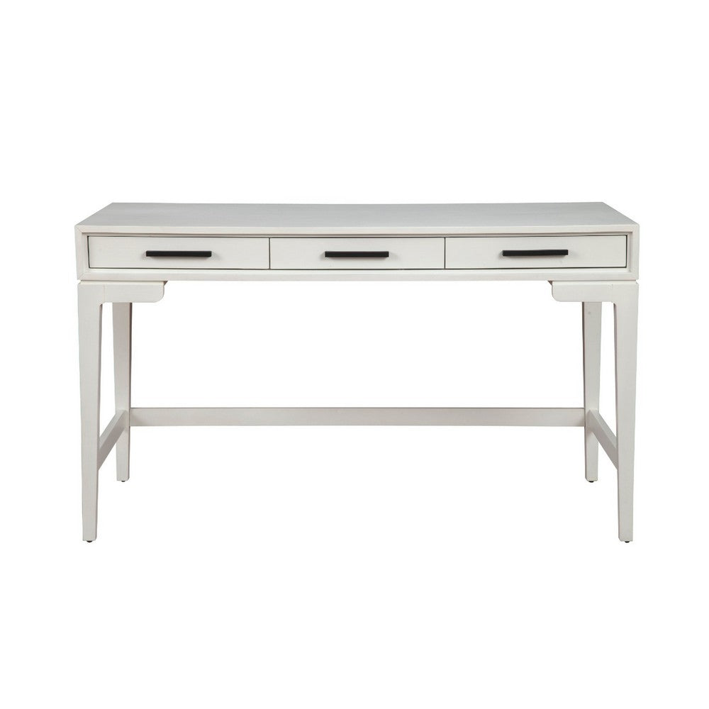 Writing Desk with 3 Drawers and Wooden Frame, Off White