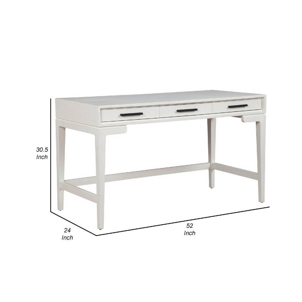 Writing Desk with 3 Drawers and Wooden Frame, Off White