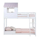 Twin Over Twin Bunk Bed with Fixed Ladder and Pitched Top Roof White BM269543