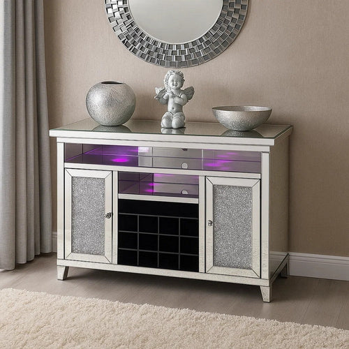 Vivian Wine Cabinet | 2 Doors | LED Lights | Silver